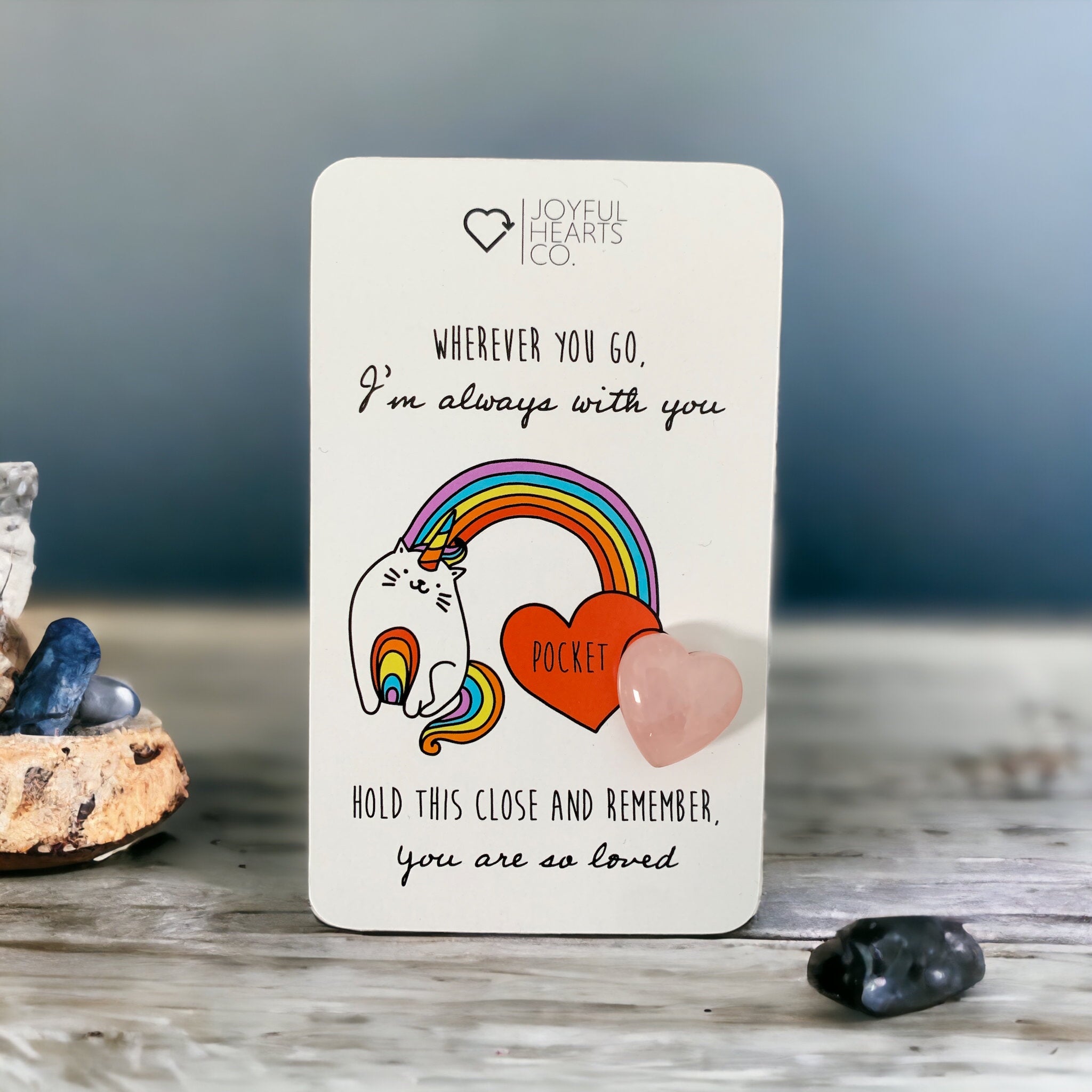 Pocket Hug Card with Rose Quartz - Joyful Hearts Co.